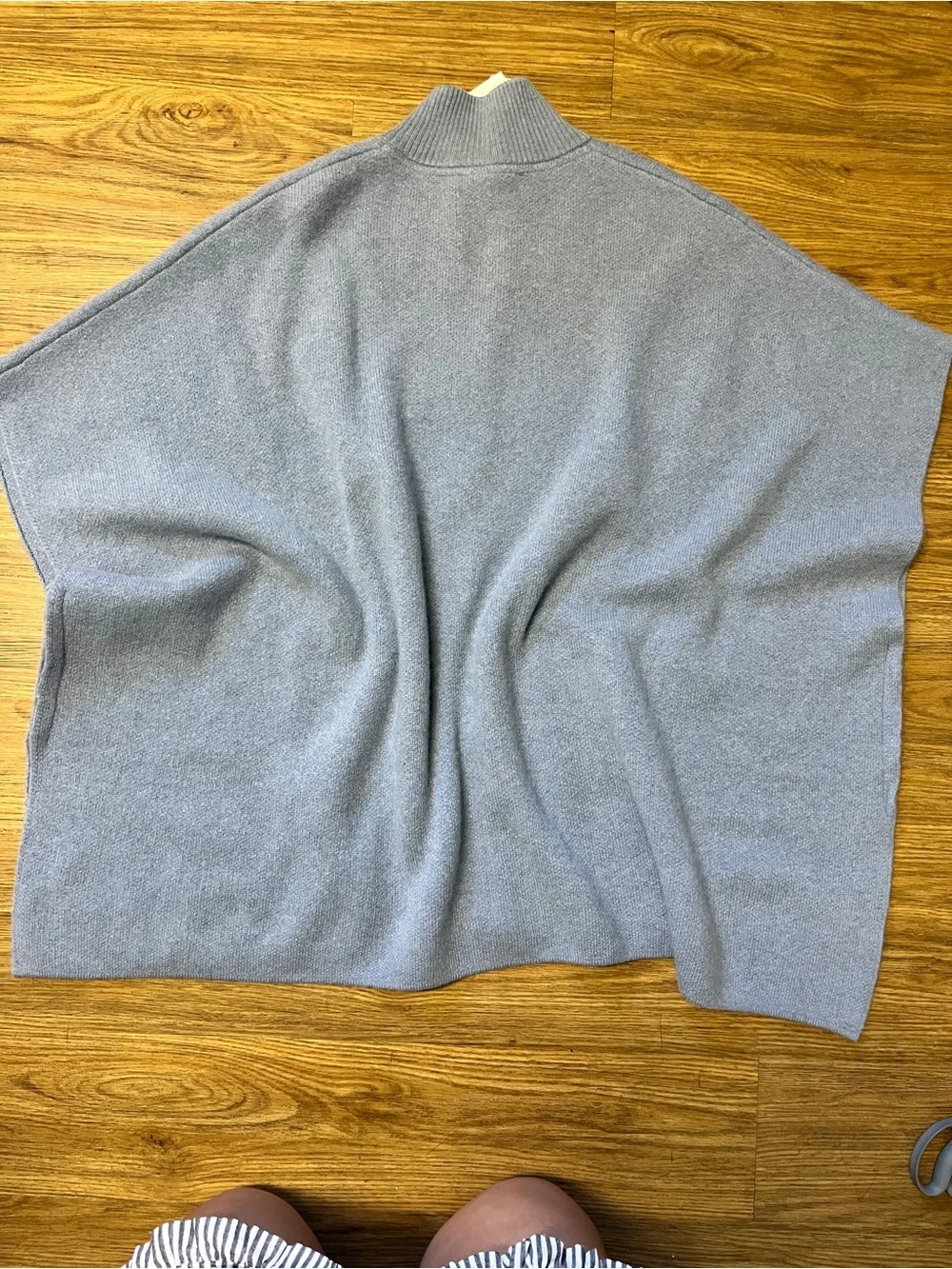 NWT The Cashmere Project 100% Cashmere Zip Poncho Cape Slate Blue OS MSRP $496